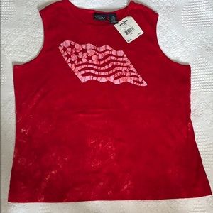 NWT Red tie-dye American Flag Tank